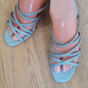 Ellemeno blue strappy slingbacks